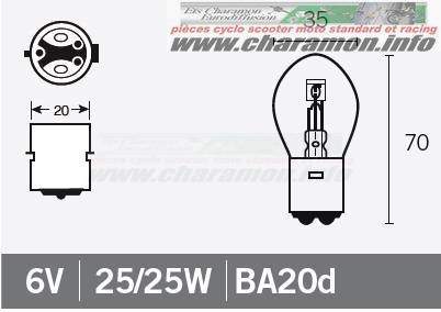 ampoule ba20d 6v 25w/25w - Image 1